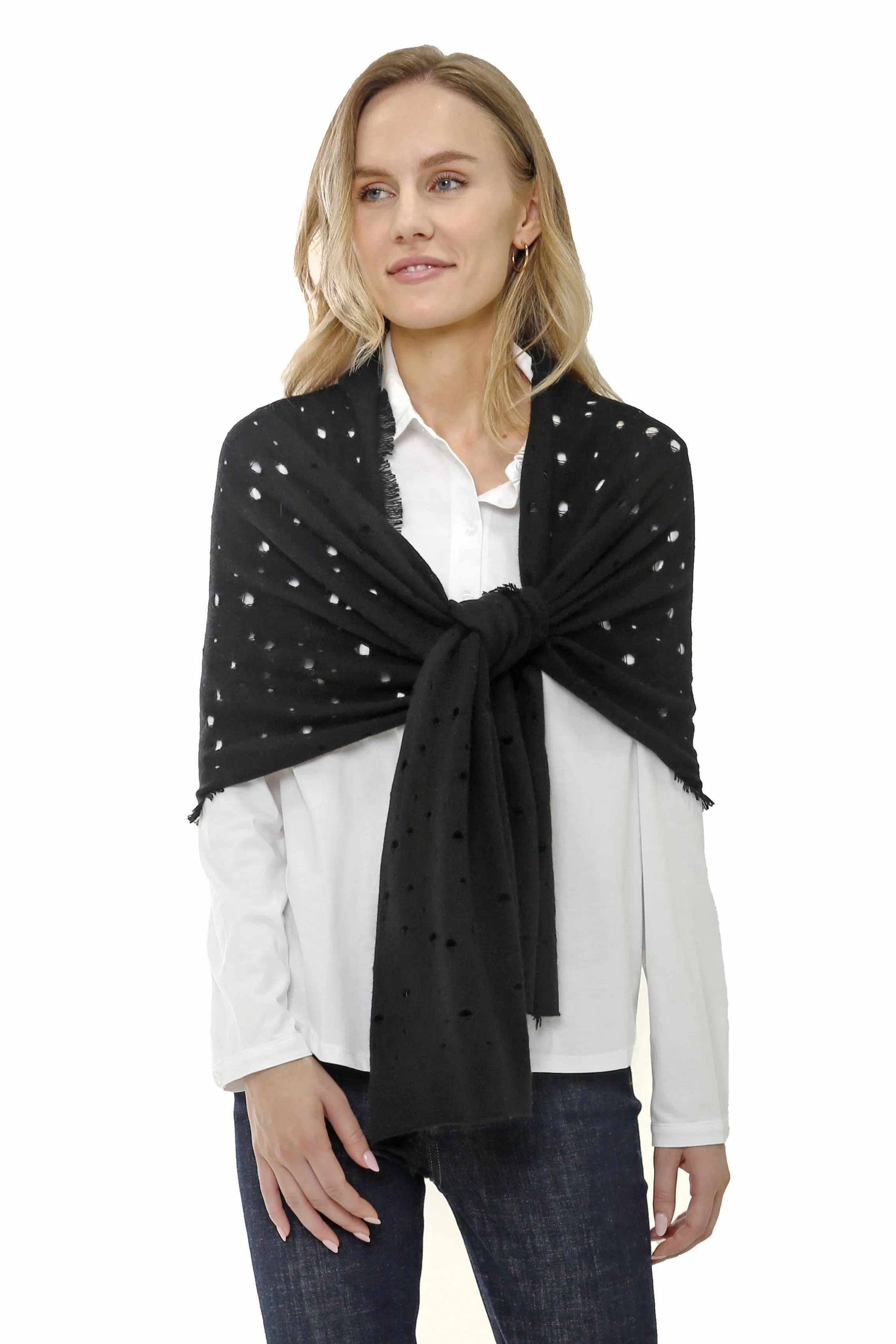 100% Cashmere Drop Needle Scarf