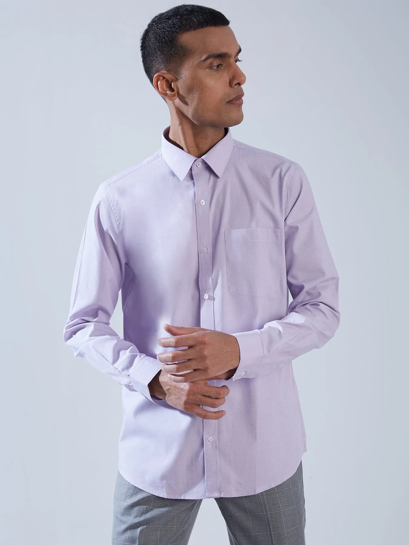 100% Cotton Mauve SLIM FIT Full Sleeve Formal Mens Plain Shirt