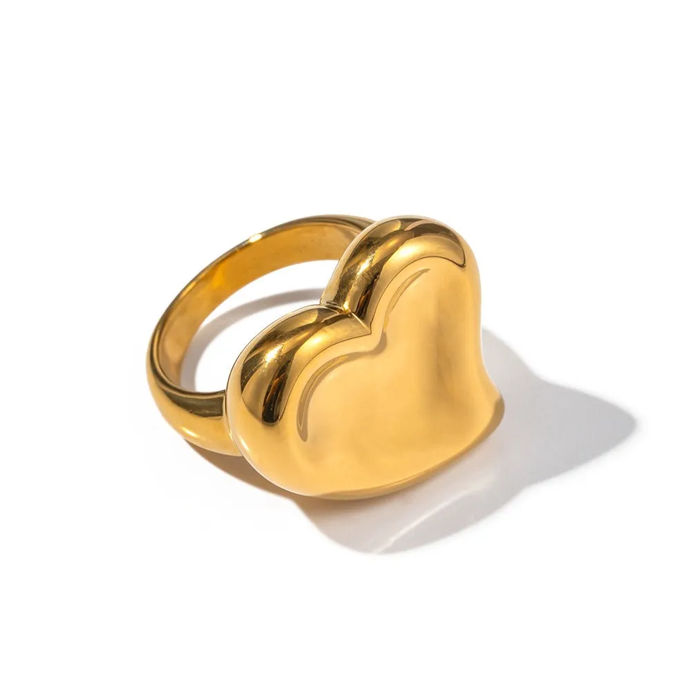 18K gold exaggerated fashionable love/geometric design versatile ring