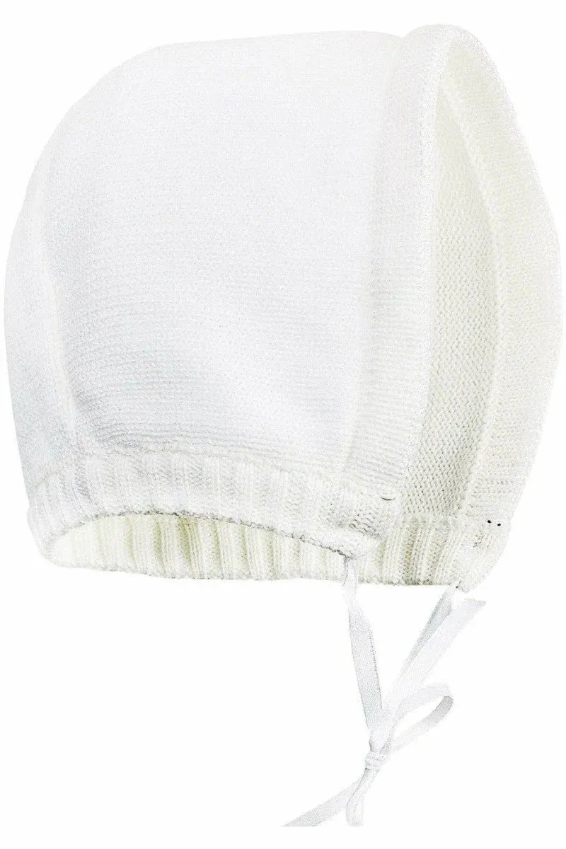 2 Piece Boys Knit Christening Romper w/Hat