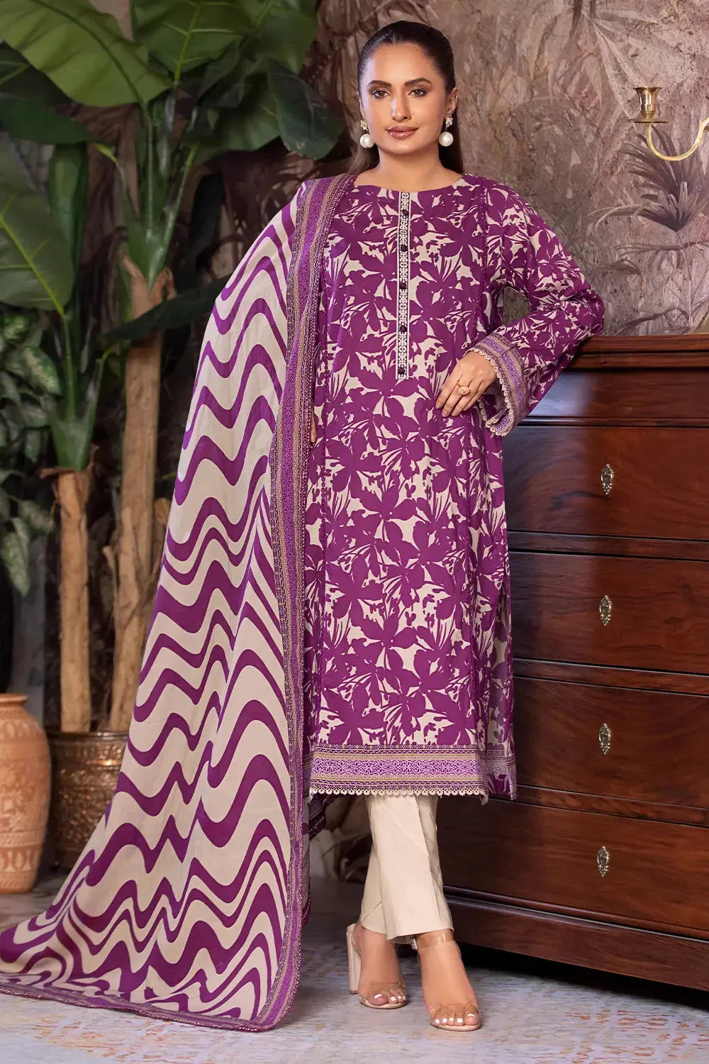 3PC Printed Unstitched Cambric Suit KCC-2851