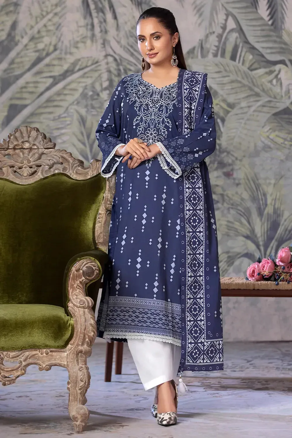 3PC Printed Unstitched Cambric Suit KCC-2856