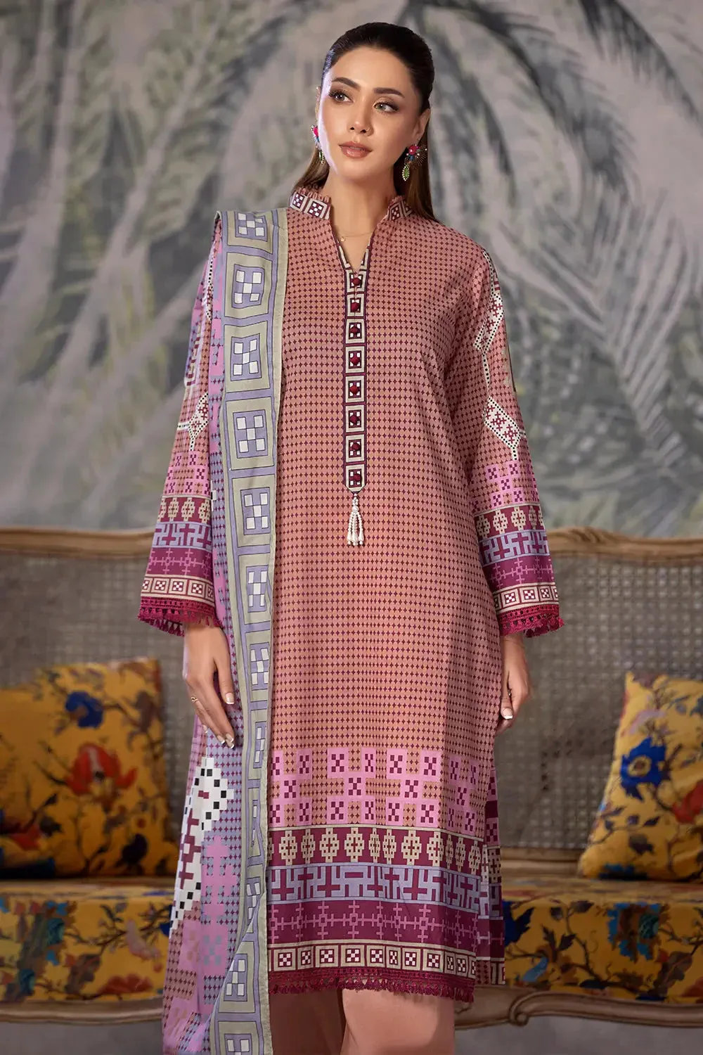 3PC Printed Unstitched Cambric Suit KCC-2857