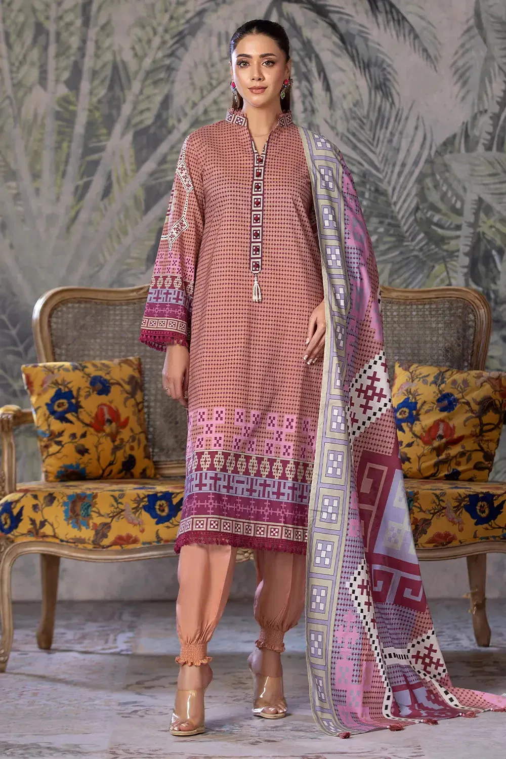 3PC Printed Unstitched Cambric Suit KCC-2857