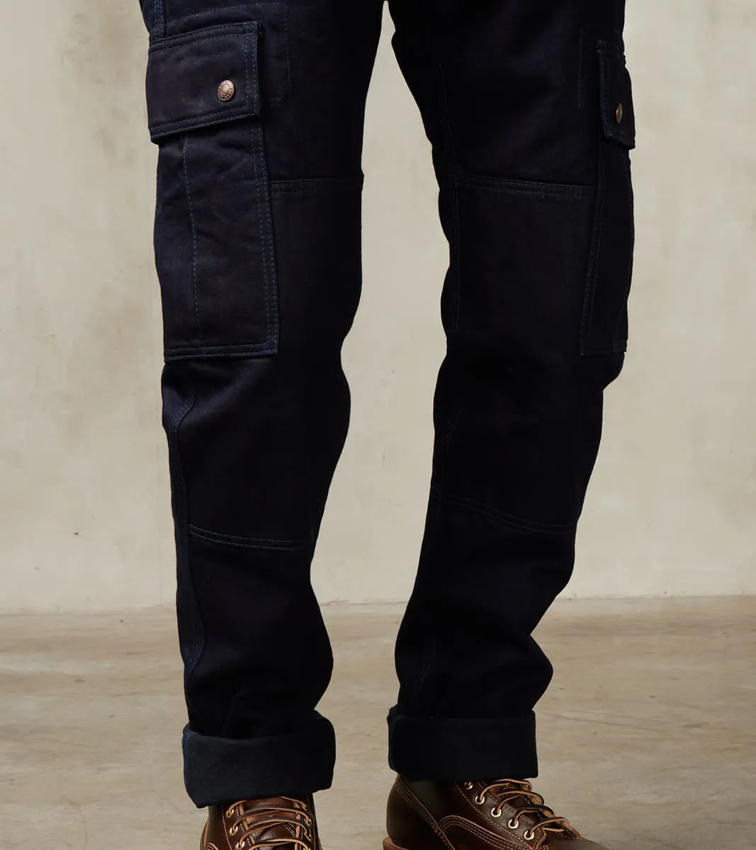 502DR-IB Serviceman - Classic Tapered Cargo - 14oz Indigo x Black