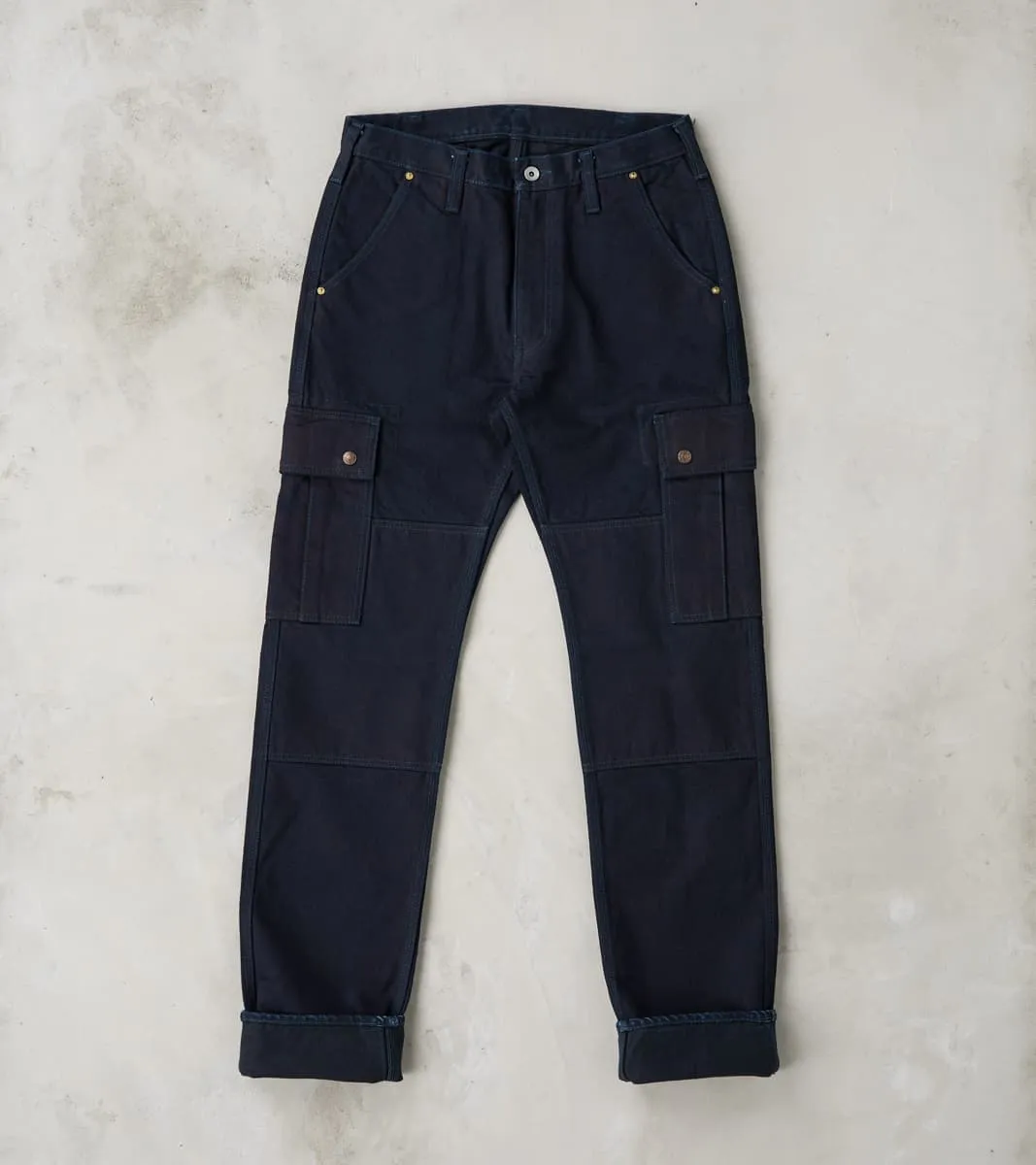 502DR-IB Serviceman - Classic Tapered Cargo - 14oz Indigo x Black