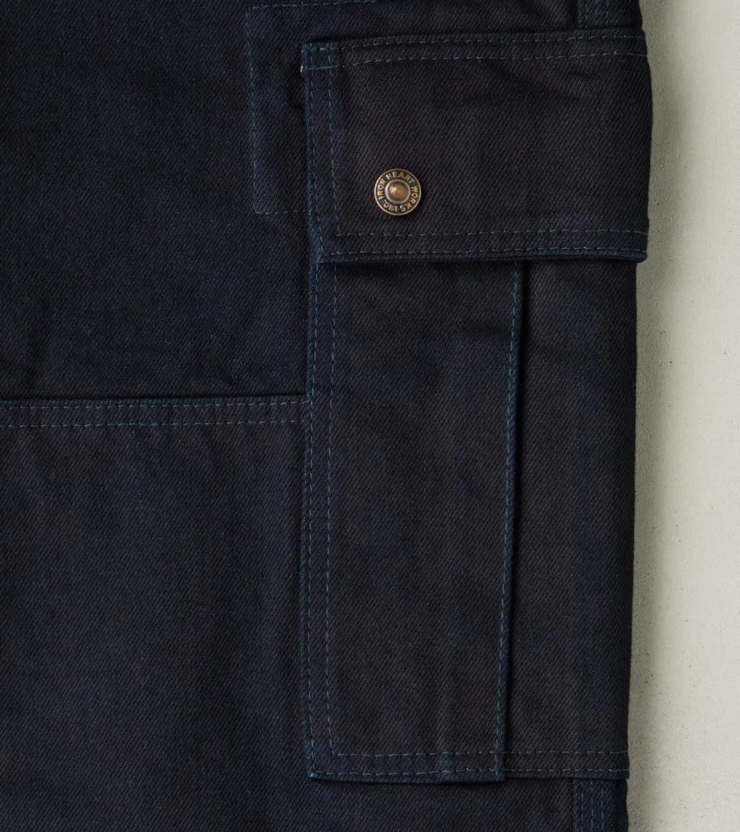 502DR-IB Serviceman - Classic Tapered Cargo - 14oz Indigo x Black