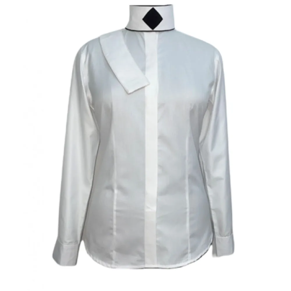 68566 RHC Ladies English Huntseat Show Shirt w/Ratcatcher Collar - White w/Diamond Choker