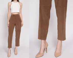 80s Brown Ultrasuede Trousers - Petite Medium, 28.5"