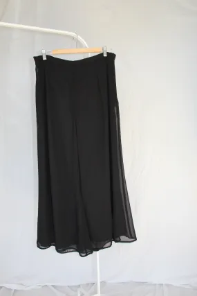 90s Flowy Black Culottes - 34/35