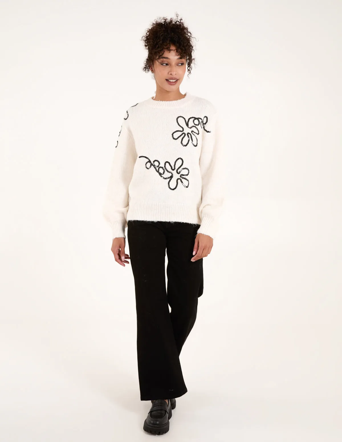 Abstract Flower Sequin Jumper