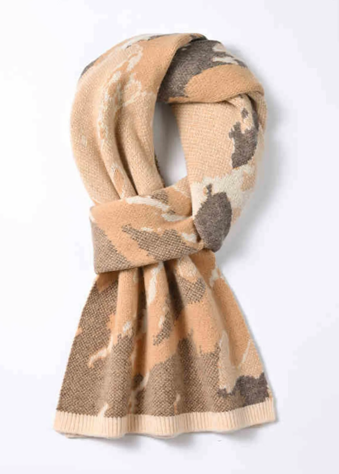 Abstract Print Wool Long Scarf