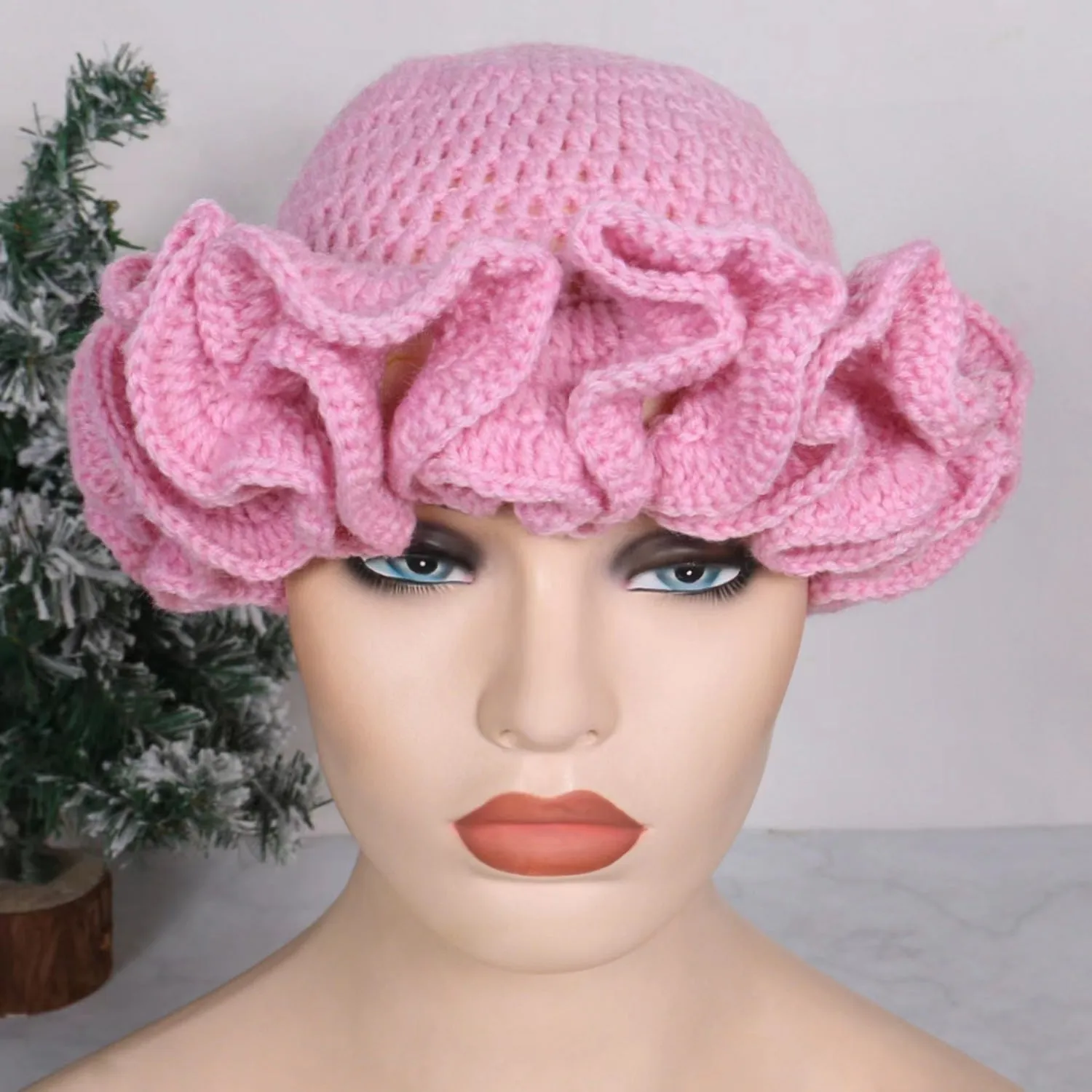 Adult lace beanie hat fashion and versatile ruffle pullover hat AE4147