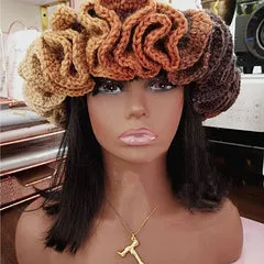 Adult lace beanie hat fashion and versatile ruffle pullover hat AE4147