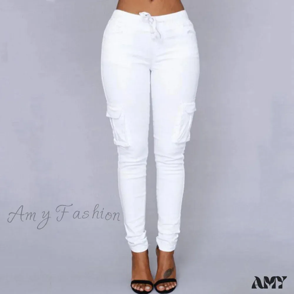 Amy Fashion - Women Ladies Trousers Military Pants Women