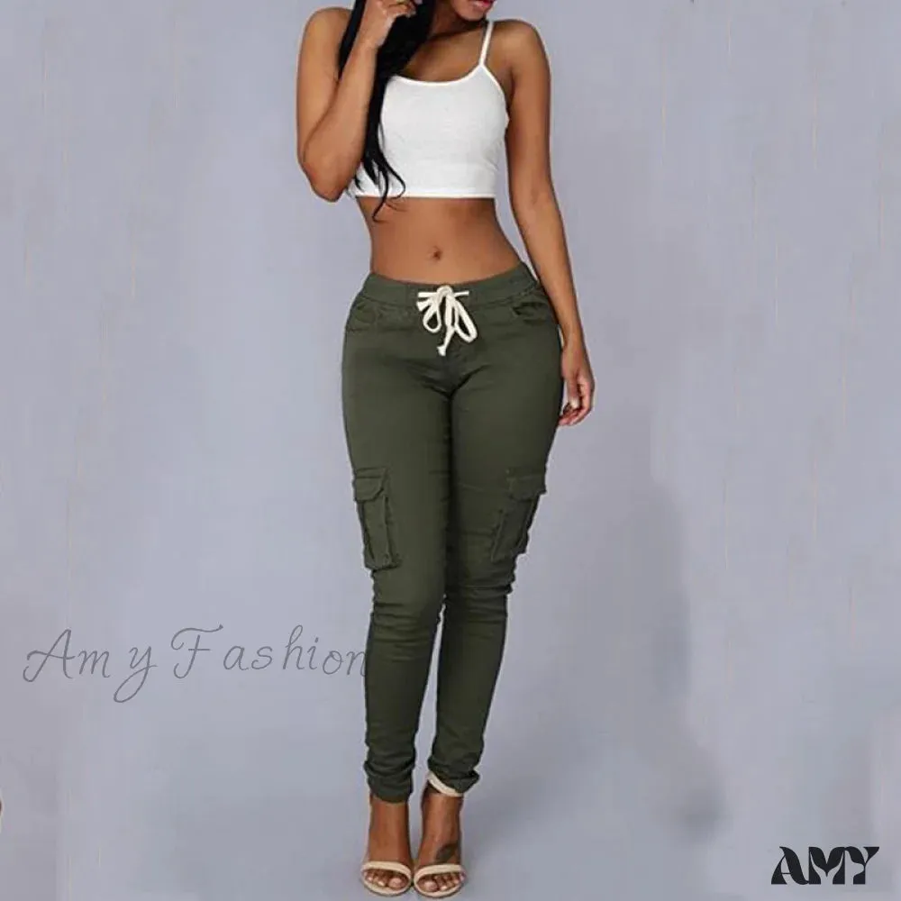 Amy Fashion - Women Ladies Trousers Military Pants Women