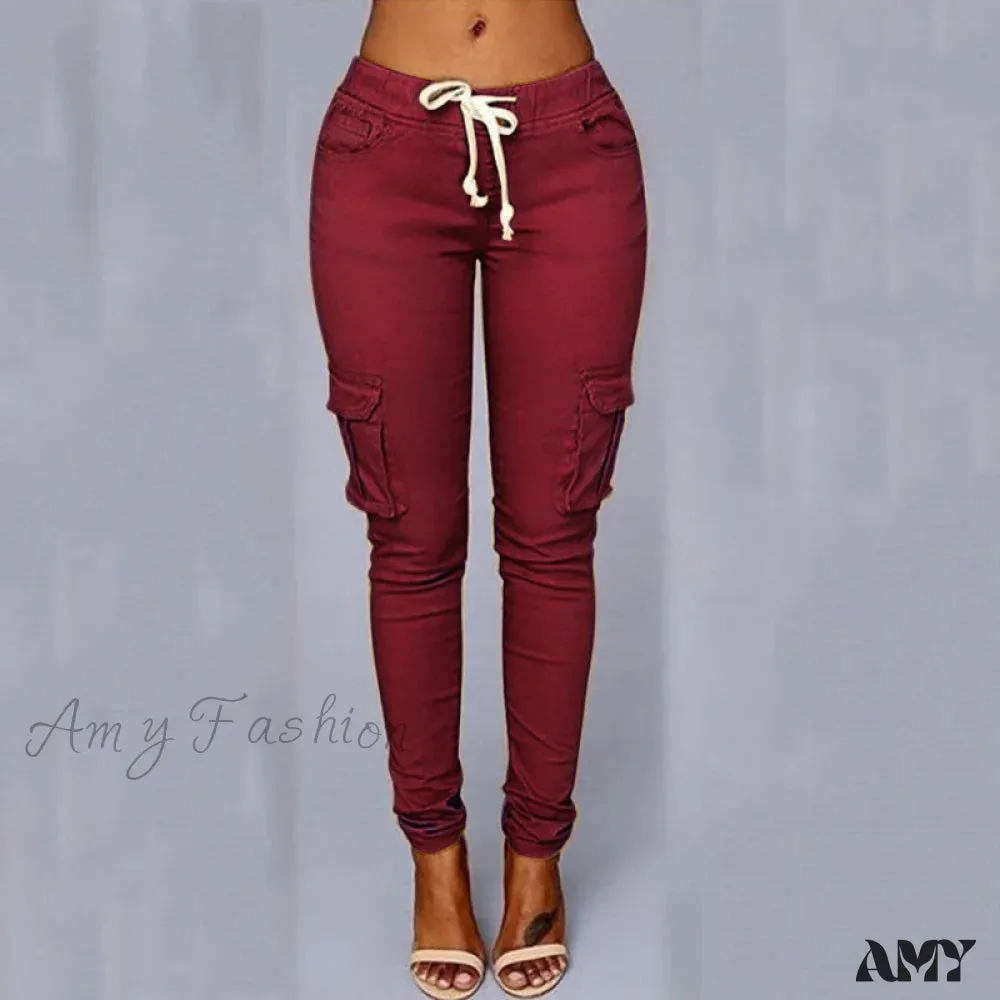 Amy Fashion - Women Ladies Trousers Military Pants Women