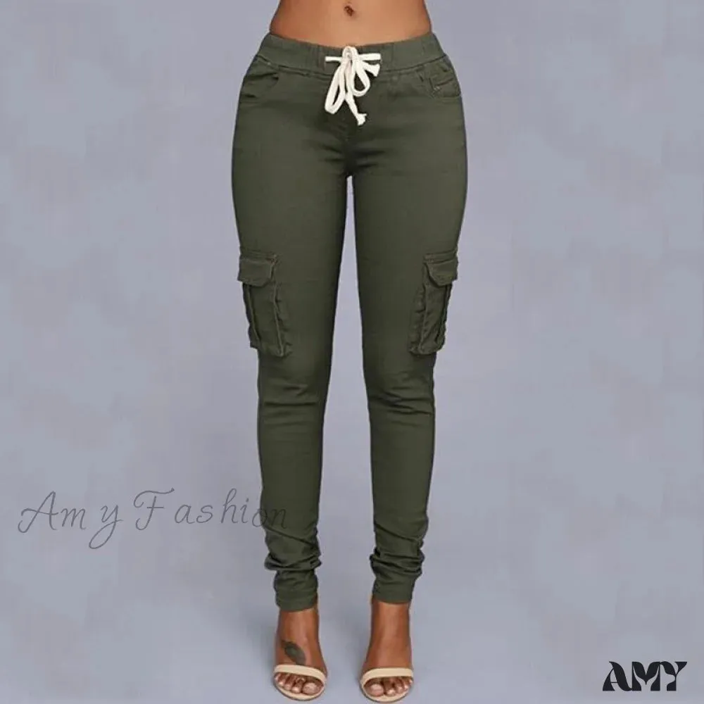 Amy Fashion - Women Ladies Trousers Military Pants Women