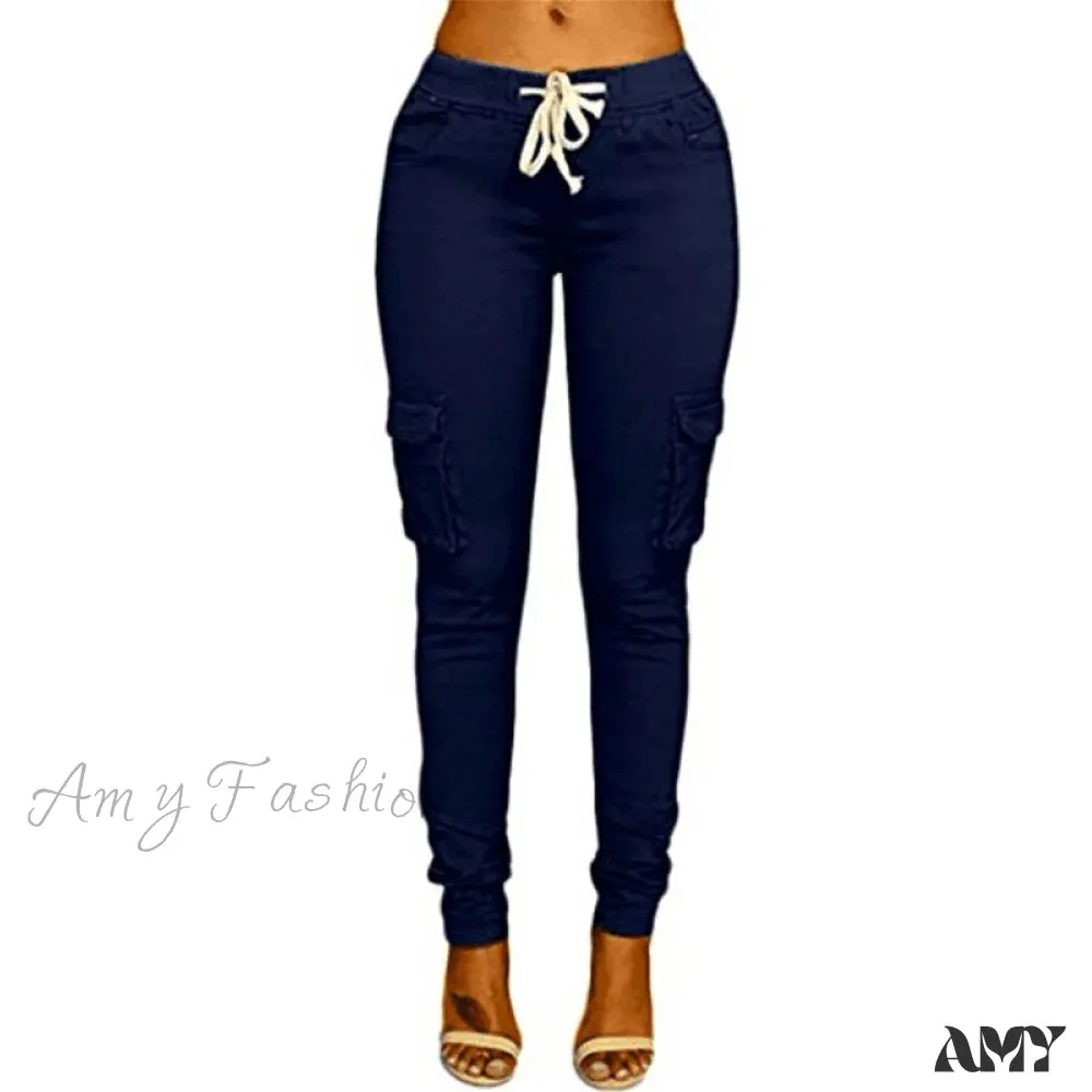 Amy Fashion - Women Ladies Trousers Military Pants Women