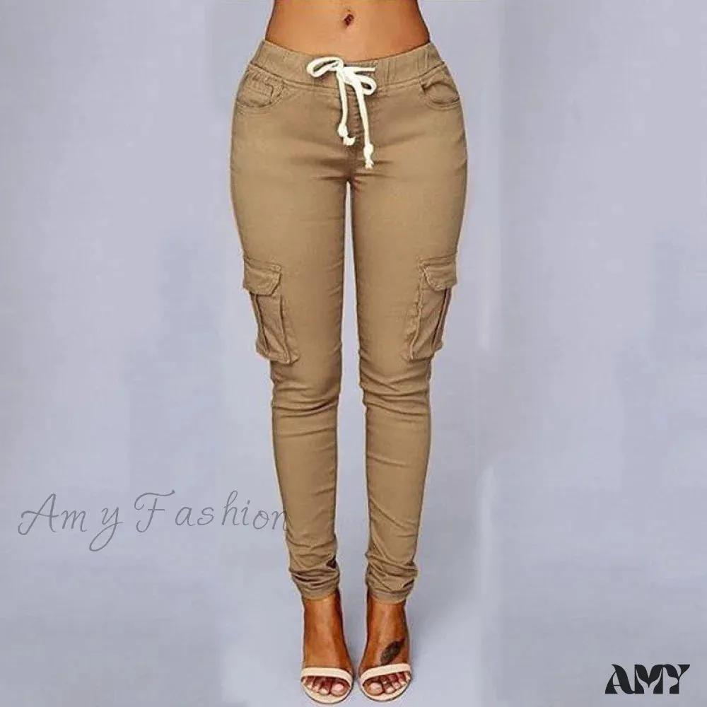 Amy Fashion - Women Ladies Trousers Military Pants Women