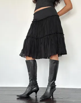 Anahita Tiered Skirt in Chiffon Black