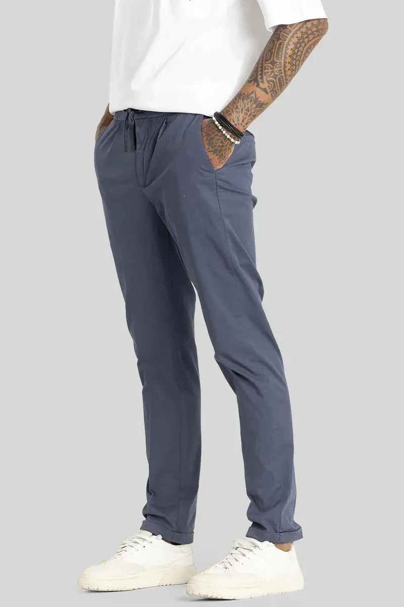 Angelo Grey Plain Slim Fit Chinos