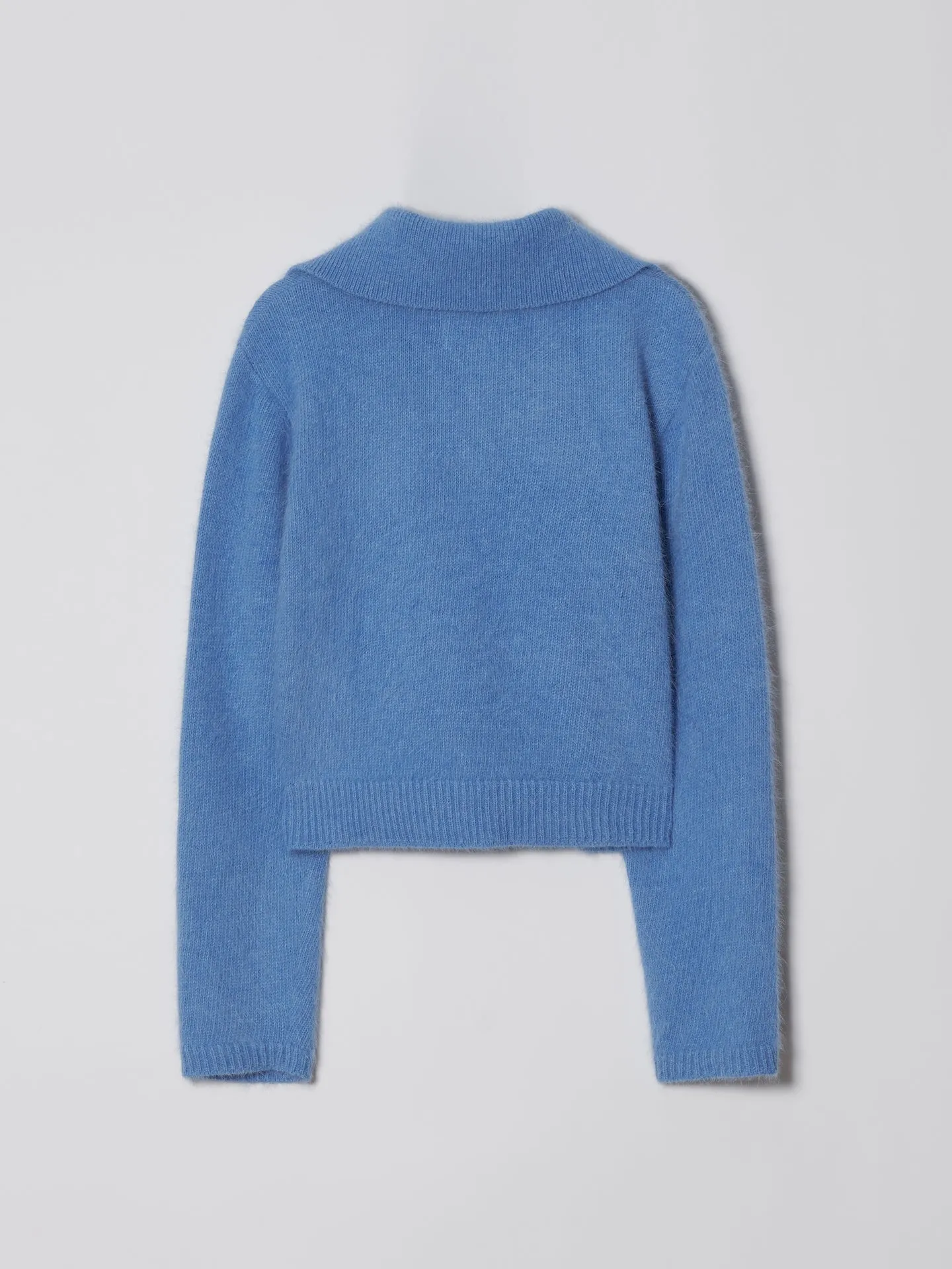 Angora Collar Cardigan In Blue