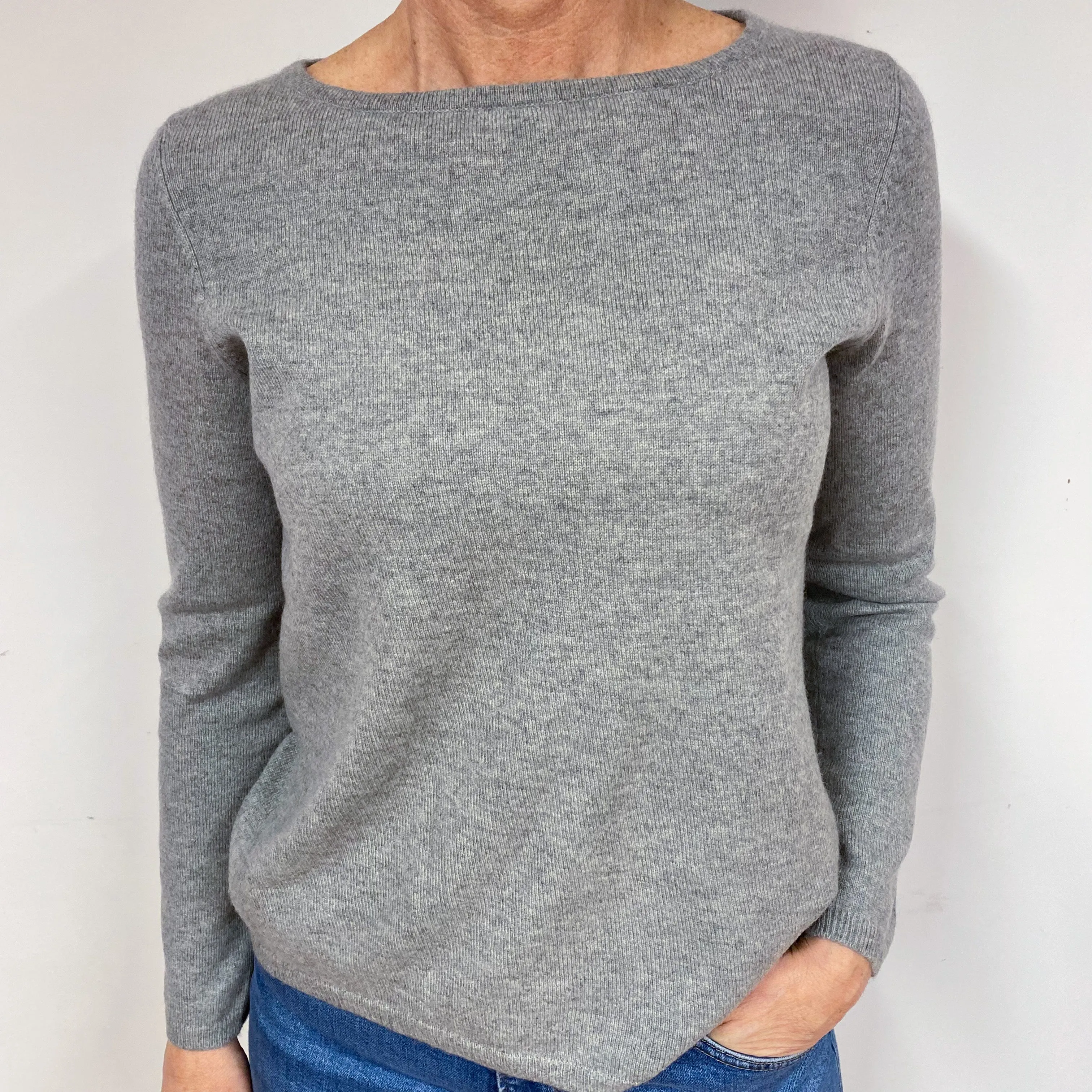 Ash Grey Cashmere Crew Neck Jumper Medium