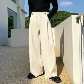 Autumn Winter Baggy Suit Pant Trend Men's Korean Style Casual Versatile Thick Niche Design Fashion Wide Leg Trousers 9C2578