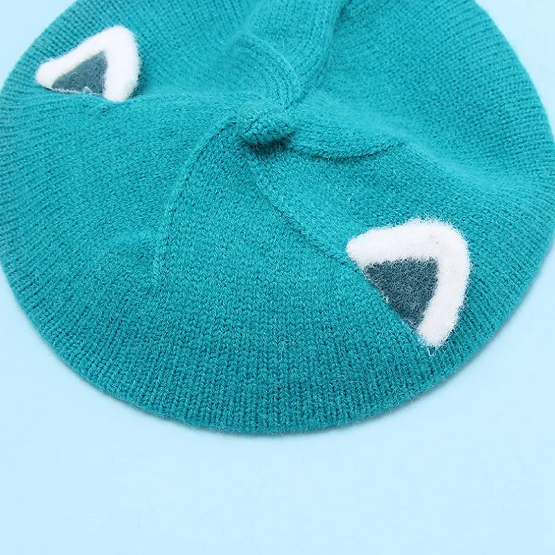 Baby Hat Berets for Girls Autumn Winter Knitted Cap Kids Lovely Beanies Fox Ears Painter Hats Infant Girl Bonnet Beret Xmas Gift