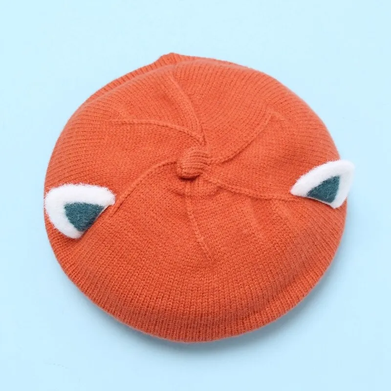 Baby Hat Berets for Girls Autumn Winter Knitted Cap Kids Lovely Beanies Fox Ears Painter Hats Infant Girl Bonnet Beret Xmas Gift