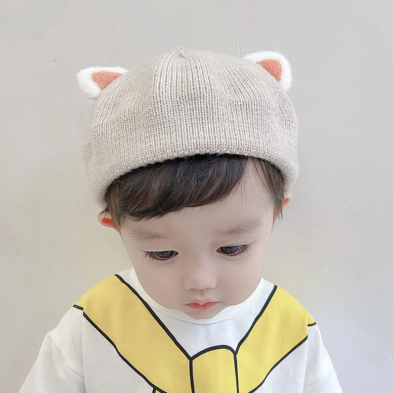 Baby Hat Berets for Girls Autumn Winter Knitted Cap Kids Lovely Beanies Fox Ears Painter Hats Infant Girl Bonnet Beret Xmas Gift