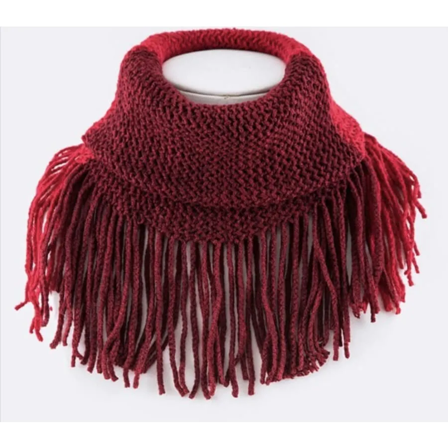 Base Knit Fringe Infinity Scarf