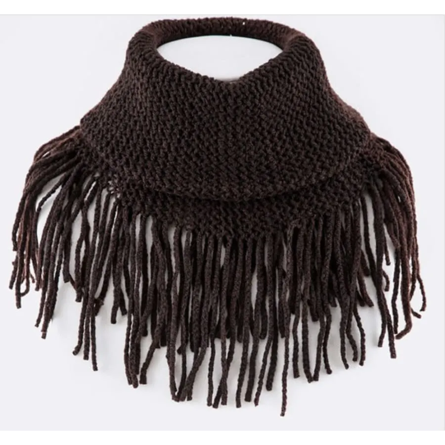 Base Knit Fringe Infinity Scarf