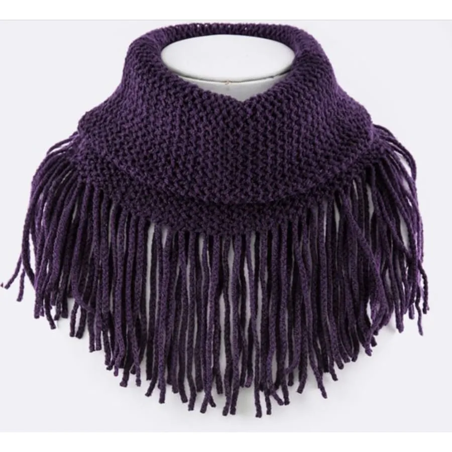 Base Knit Fringe Infinity Scarf