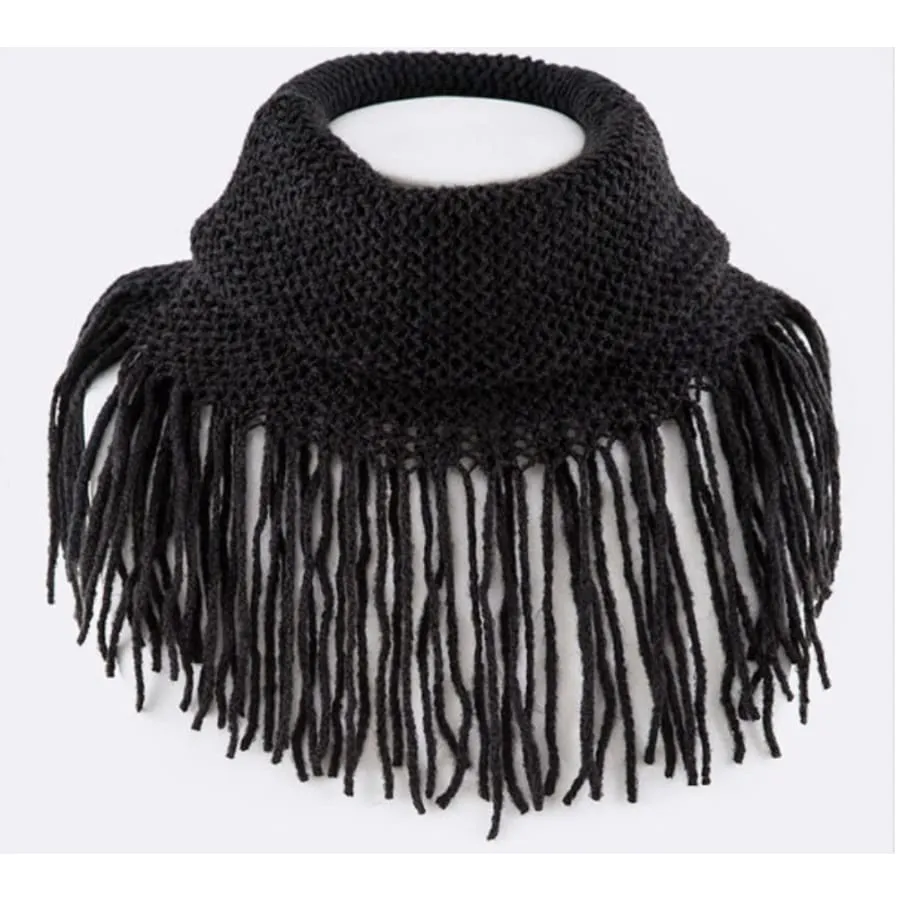 Base Knit Fringe Infinity Scarf