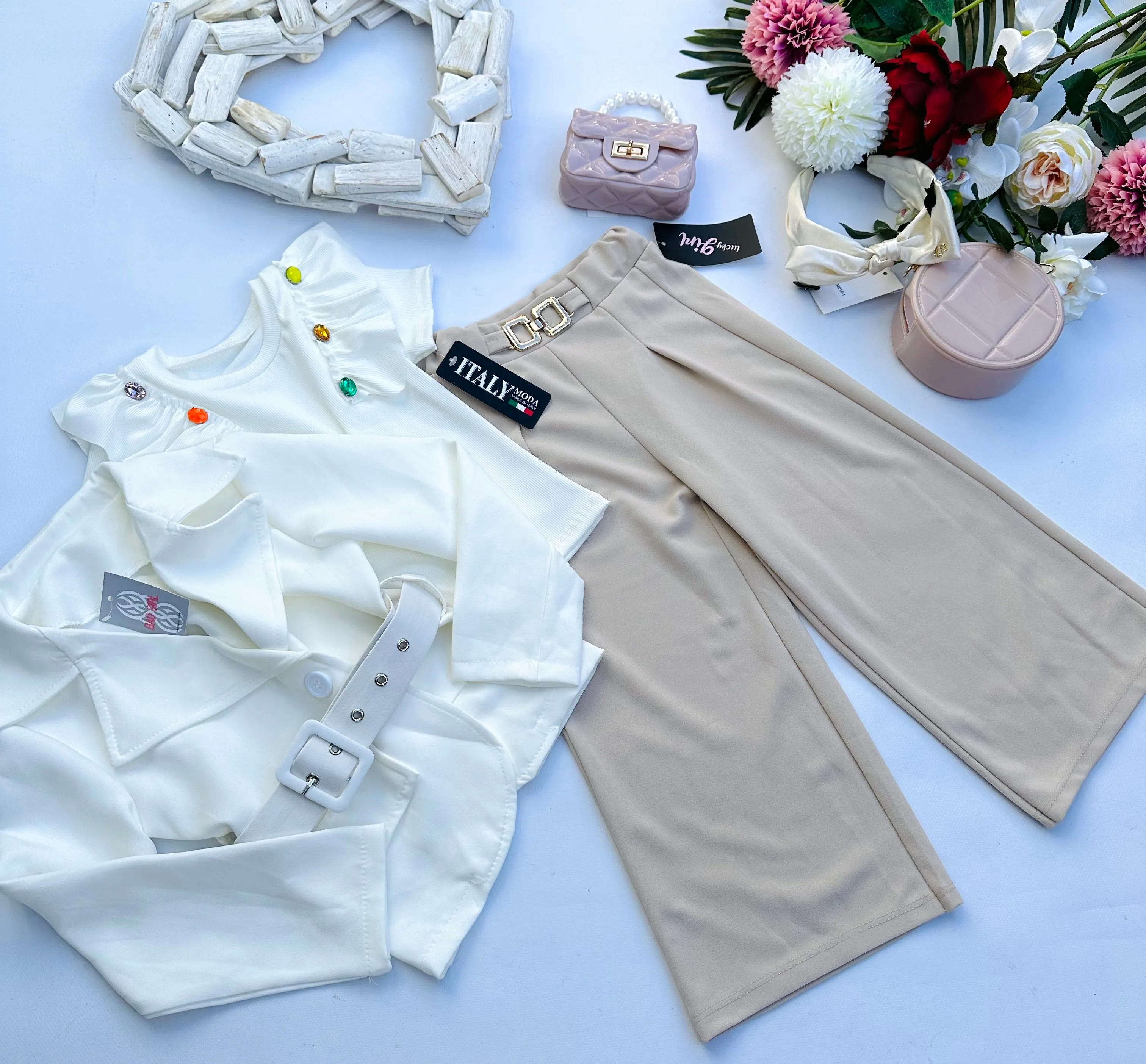 Beige elegant culottes