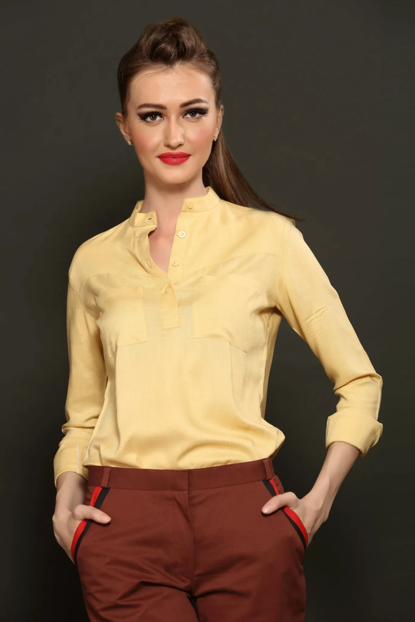 Beige Mandarin Shirt