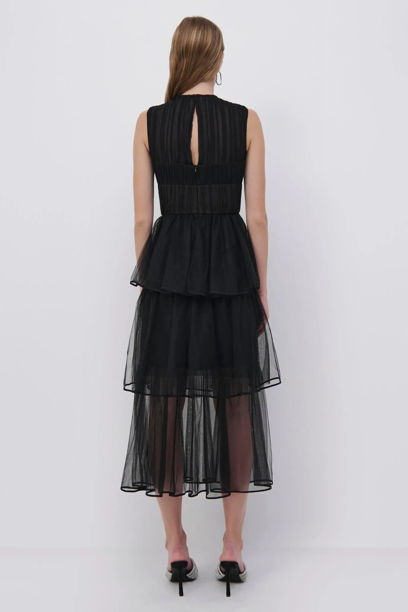 Benton Tulle Plisse Midi Dress