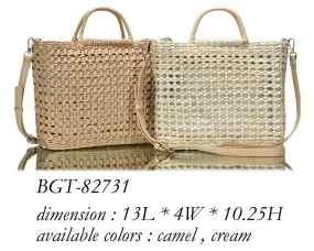 BGT82731 Straw Wooden Handled Fashion Bag