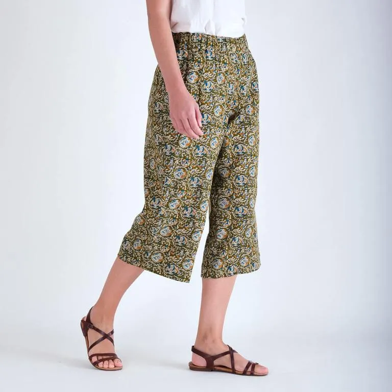 Bibico Mila printed paisley culottes in Olive