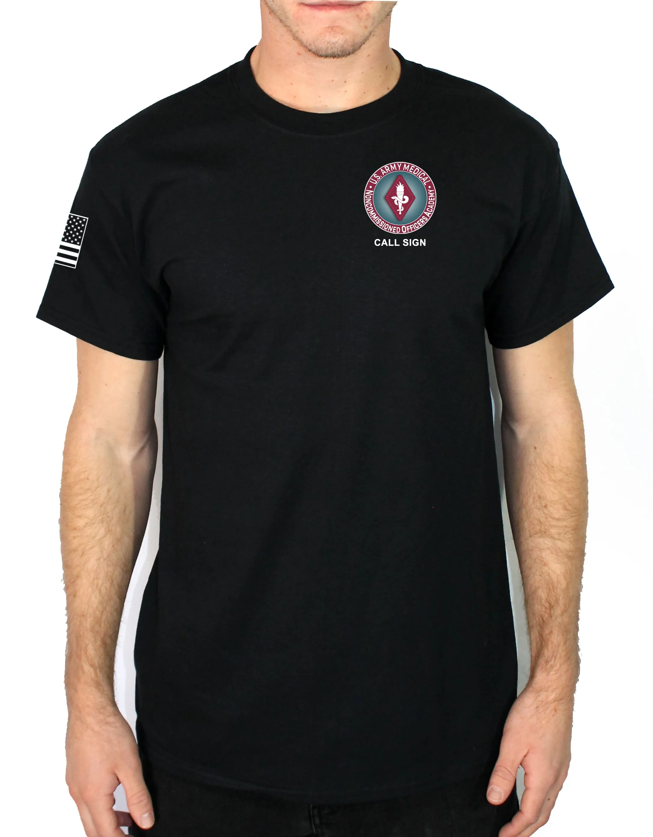 Black 50-50 Blend Unisex PT Short Sleeve Shirt.