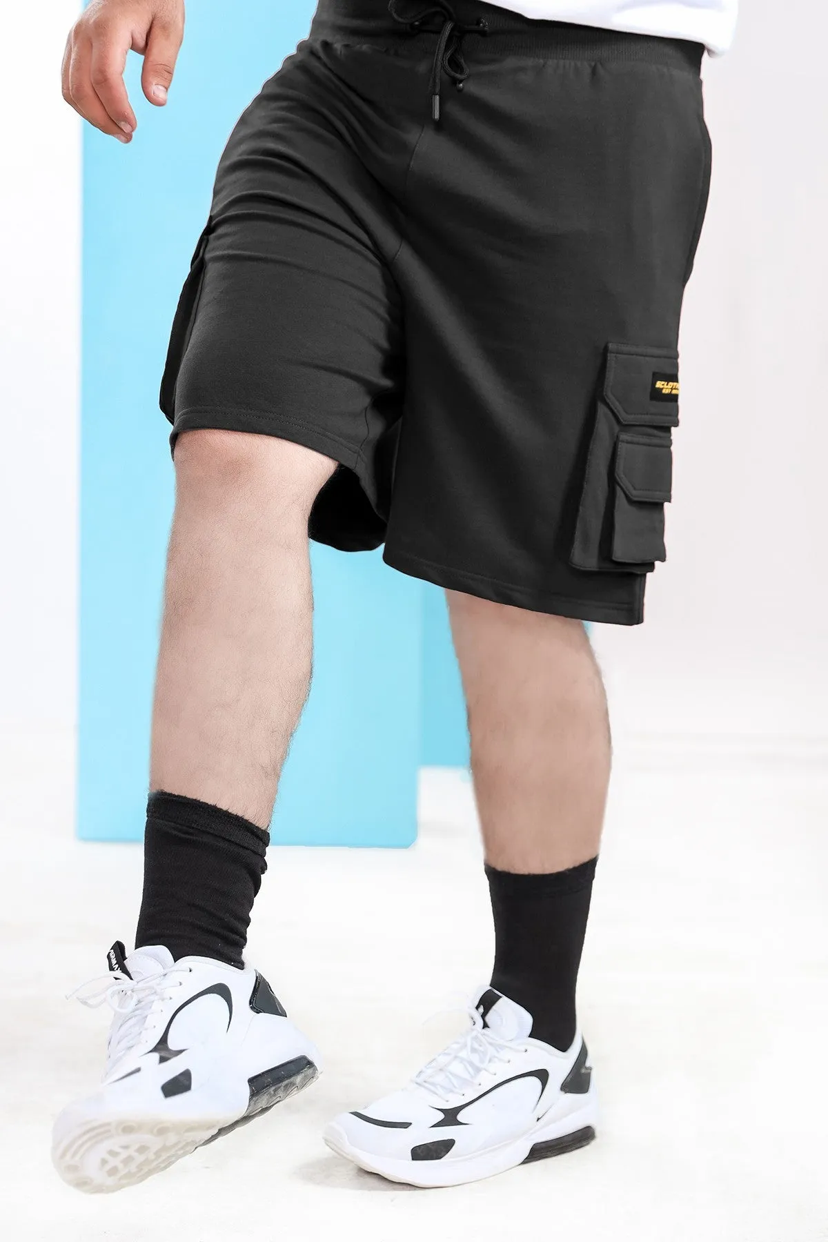 Black Cargo Shorts (Plus Size) - S21 - MSH010P