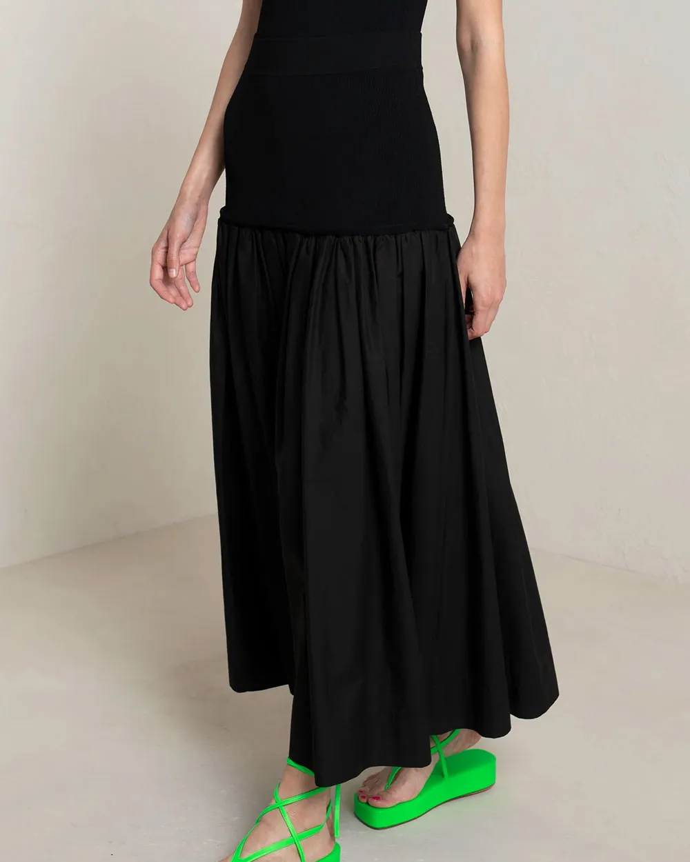 Black Marlowe Midi Skirt