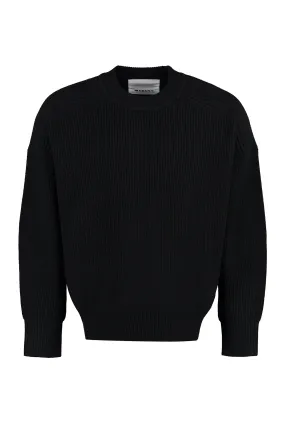 Black Ribbed Wool Crew-Neck Sweater for Men by Isabel Marant FW23