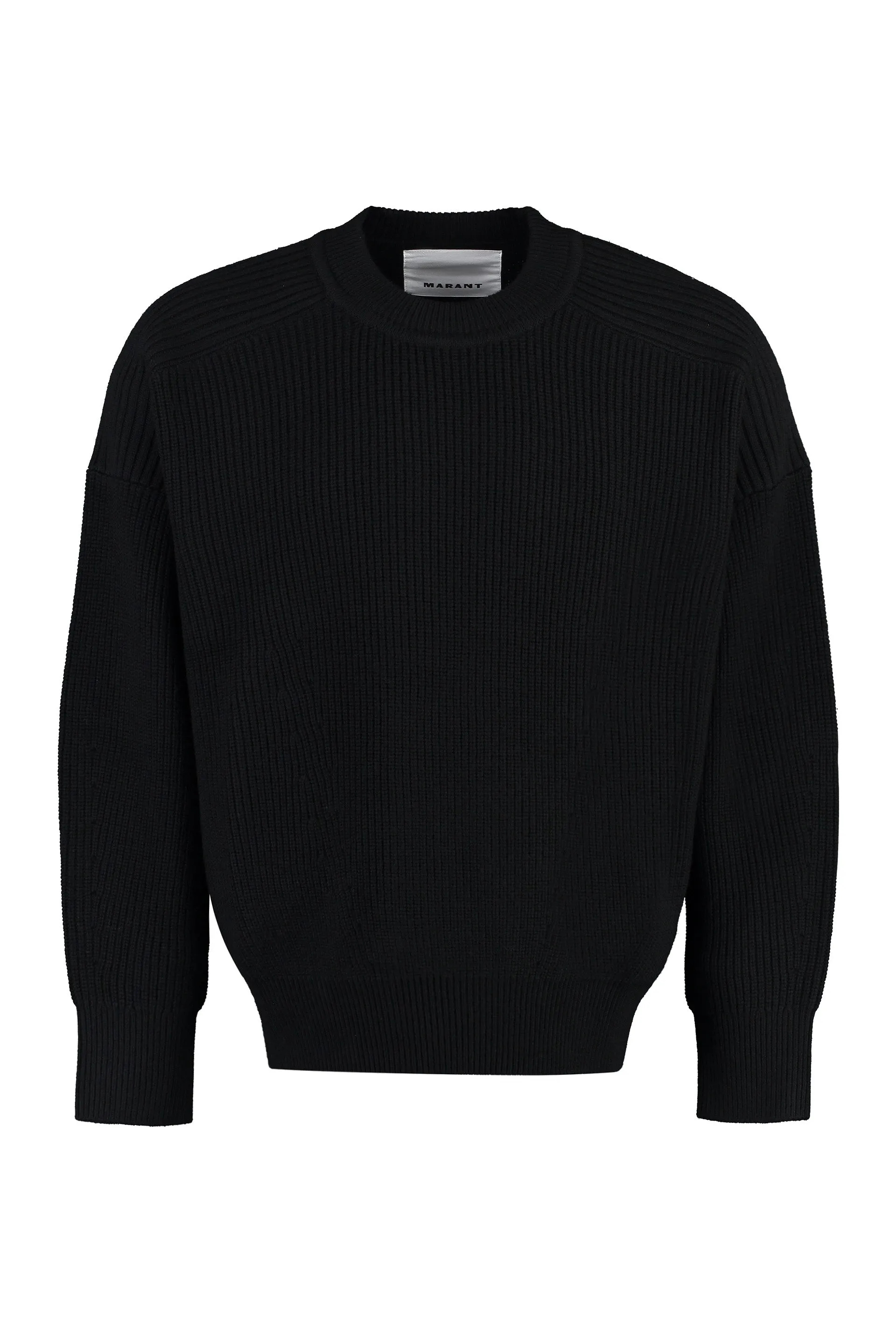 Black Ribbed Wool Crew-Neck Sweater for Men by Isabel Marant FW23