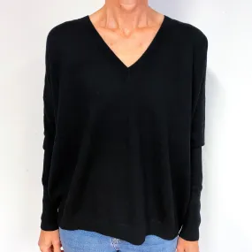 Black Super Slouchy Cashmere V-Neck Jumper Medium