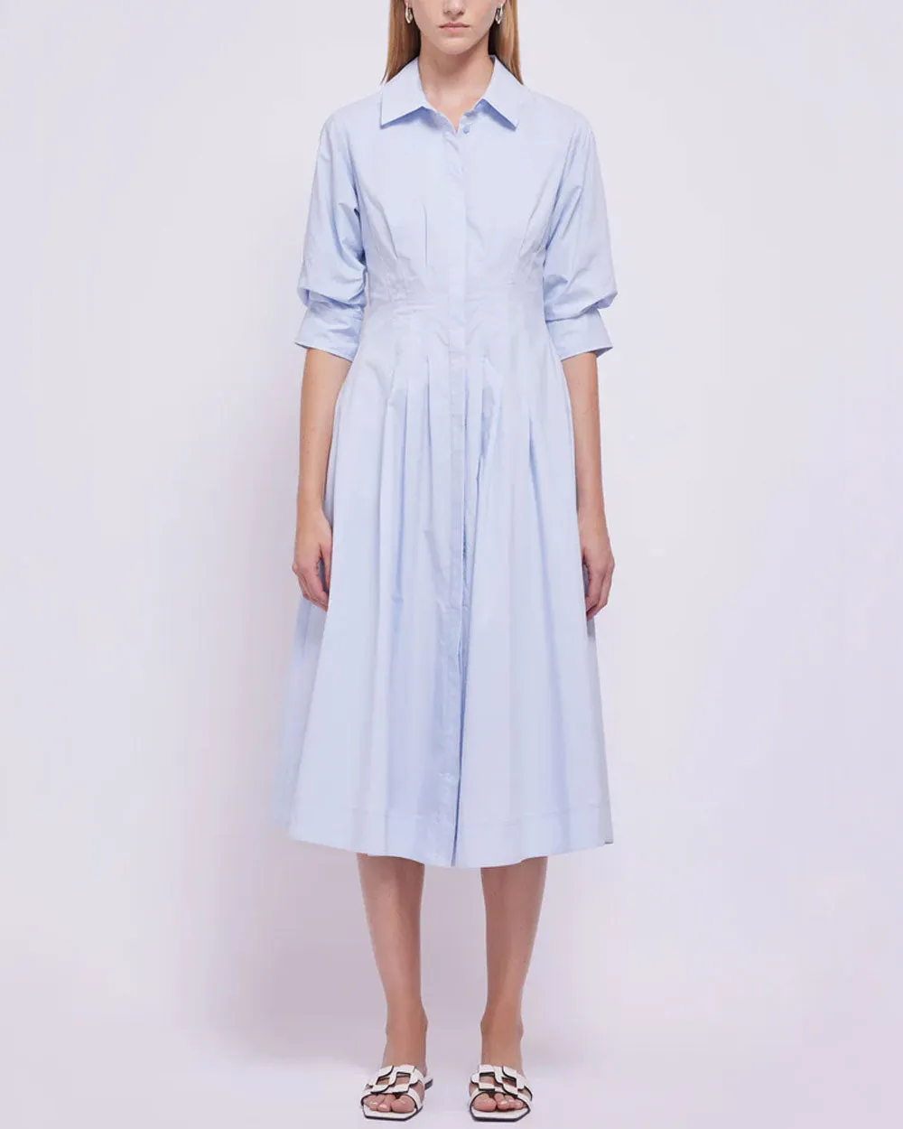 Blue Haze Jazz Pintuck Midi Dress