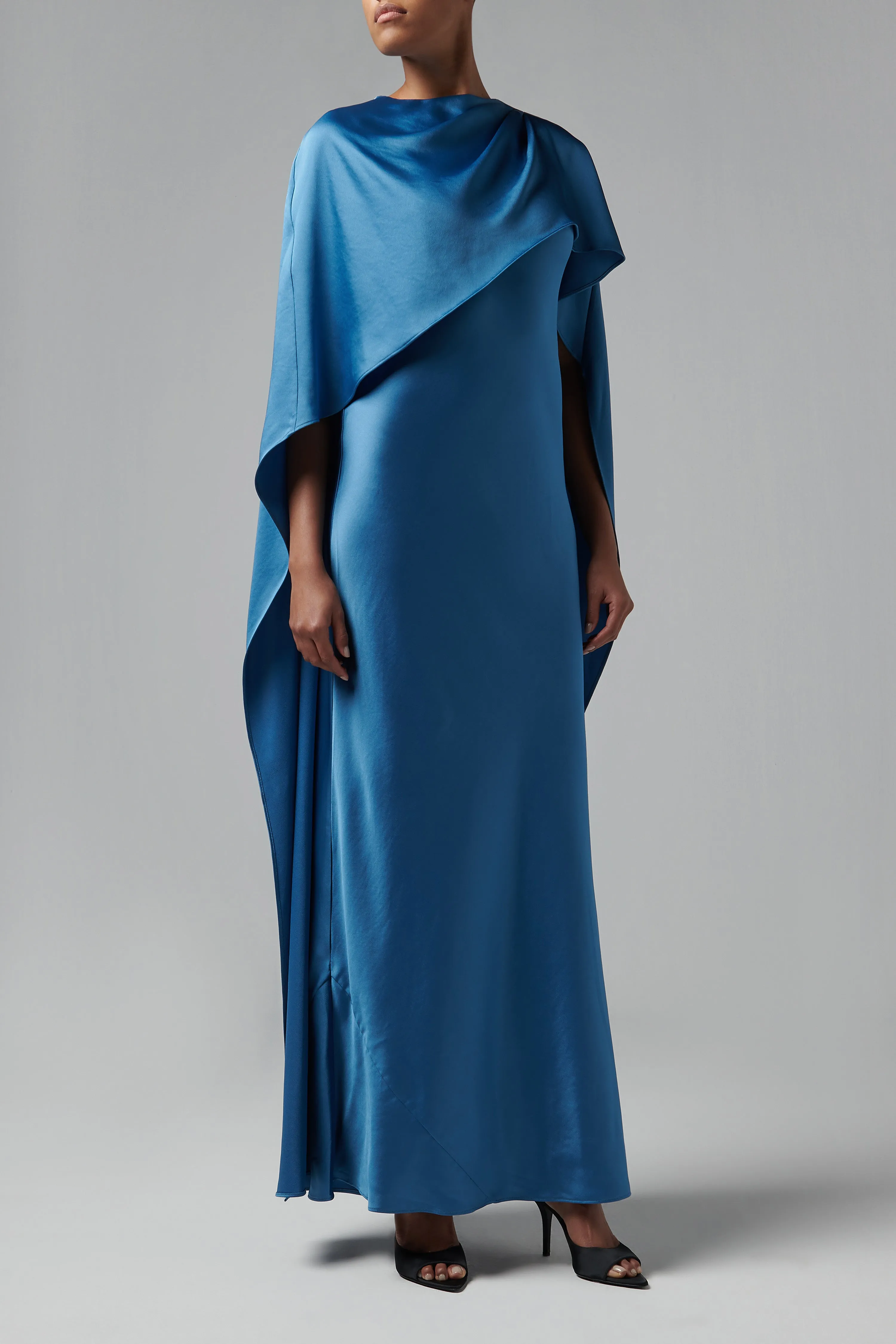 Blue Izel Cape Gown