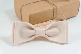 Blush peach linen bow tie for boys | Linen wedding bow tie for groomsmen